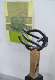 Stahl-Holzplastik Windkreuz 5
